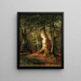 Escena de bosque con ciervo - Luitpold Faustner — cuadro enmarcado en la pared