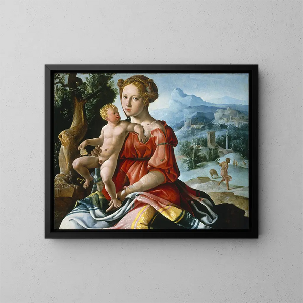 El descanso durante la huida a Egipto - Maarten van Heemskerck — cuadro enmarcado en la pared