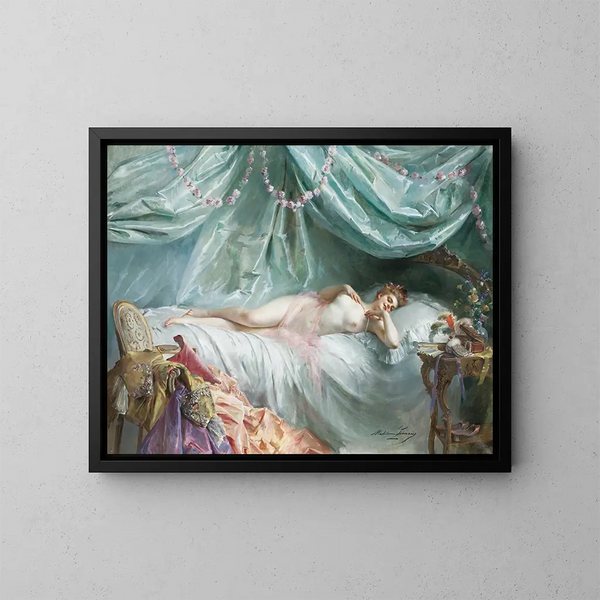 El sueño de Manon - Madeleine Jeanne Lemaire — cuadro enmarcado en la pared