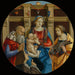 la Madonna con el niño, Santa Catalina de Alejandría y un donante - Michelangelo di Pietro Membrini — presentado en un interior