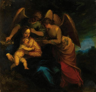 Madonna y niño rodeados de ángeles - Hans Rottenhammer