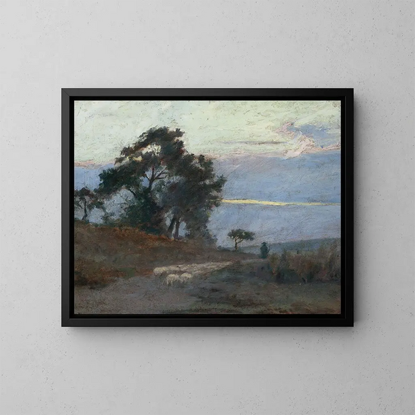 Paisaje al amanecer - Maksymilian Gierymski — cuadro enmarcado en la pared