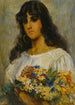 Mujer con flores - Estilo de Vladimir Makovsky — vista de la obra