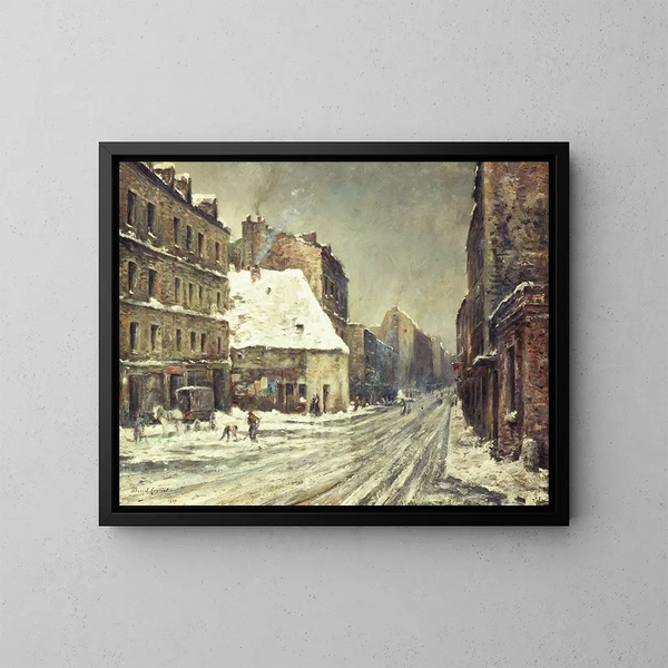 La Rue du Mont-Cenis, effet de neige - Léon Cogniet — framed artwork on a wall