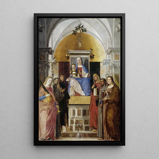 Marcello Fogolino - Madonna and Child with Sts Catherine Francis of AssisiJohn the Baptist John the Evangelist Antony of Padua and Mary Magdalene.webp