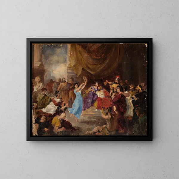 Danza de Salomé ante Herodes (boceto) - Marcin Gottlieb — cuadro enmarcado en la pared