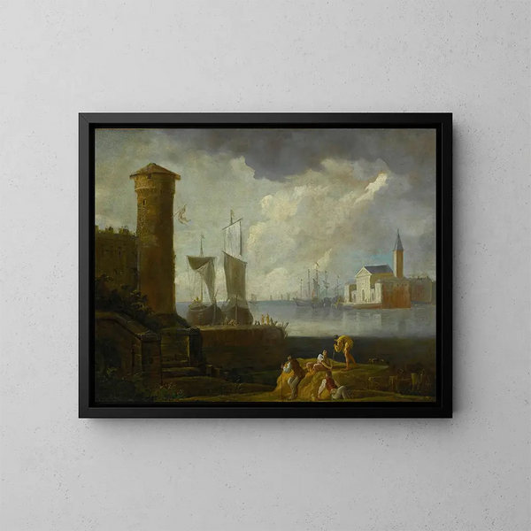 Una vista capricho de San Giorgio Maggiore en Venecia - Marco Ricci — cuadro enmarcado en la pared