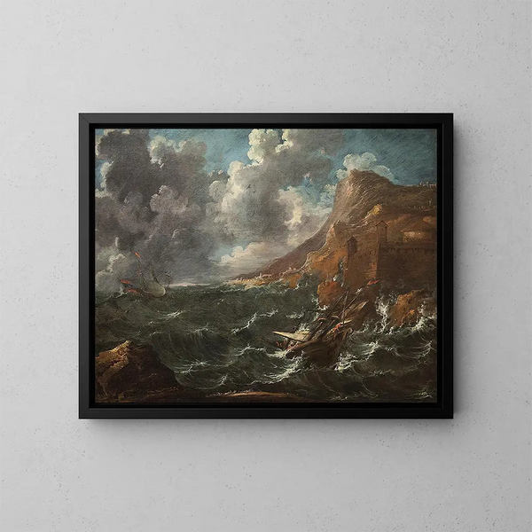 Bateaux dans une tempête - Marco Ricci — cuadro enmarcado en la pared