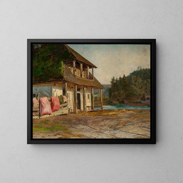 Casa de madera - Maria Kazanowska — cuadro enmarcado en la pared