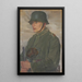 Soldier with steel helmet and gas mask after 1914 - Maria Marga Thomas — framed artwork on a wall
