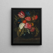 naturaleza muerta de rosas, claveles, una tulipa y otras flores en un jarrón de cristal - Maria van Oosterwijck — cuadro enmarcado en la pared