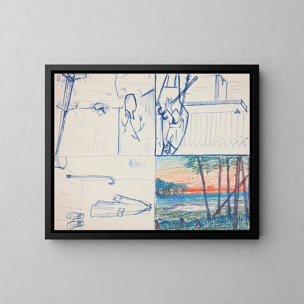 Cuatro bocetos compositivos para cuadros - Marian Kopf — cuadro enmarcado en la pared