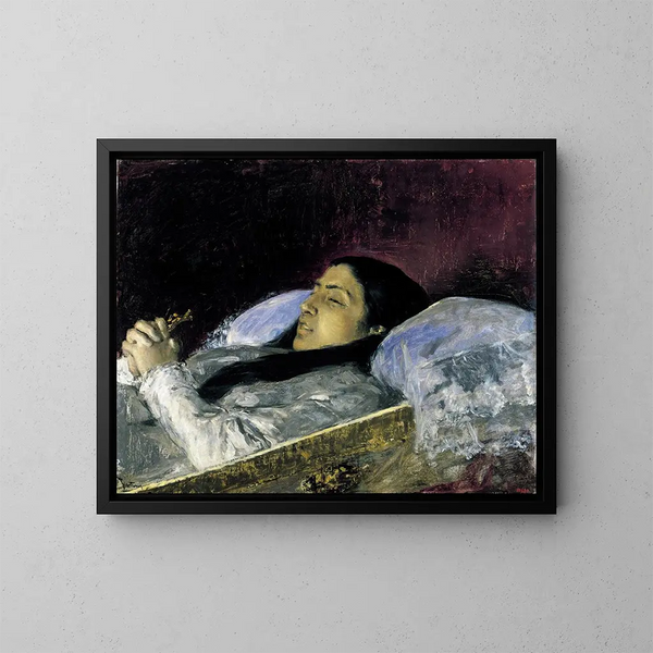Mademoiselle Del Castillo en su lecho de muerte - Mariano Fortuny Marsal — cuadro enmarcado en la pared