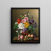 a large bouquet of flowers with peaches and grapes - Marie-Euphrosine Jacquet — framed artwork on a wall