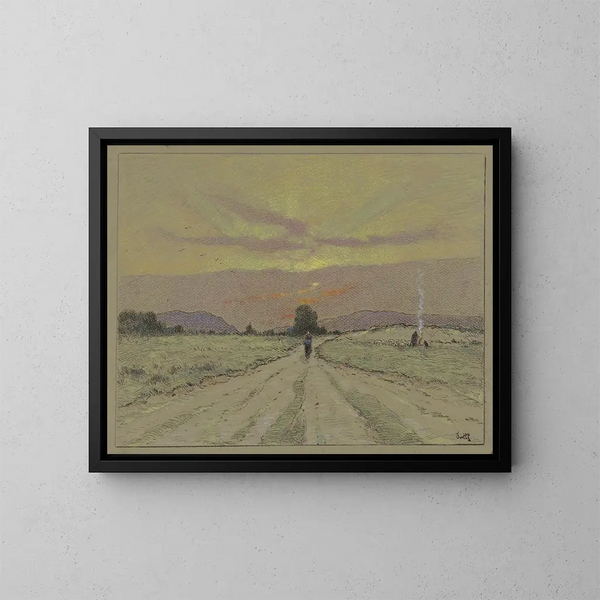 Camino al atardecer - Marie-Joseph Léon Clavel Iwill — cuadro enmarcado en la pared