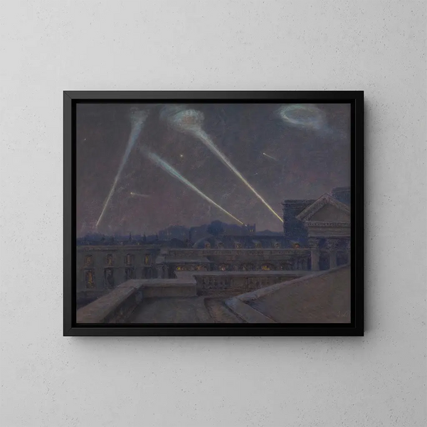 sobre las terrazas del Palacio Bourbon, noche del 29 de enero de 1916, zepelines - Marie-Joseph Léon Clavel Iwill — cuadro enmarcado en la pared