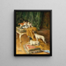 Deux Jack Russell et trois chatons - Marie-Yvonne Laur — framed artwork on a wall