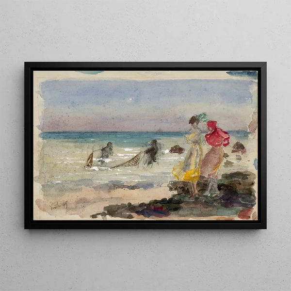 La plage à Veules-les-Roses - Marie Bracquemond — framed artwork on a wall