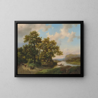 Marinus Adrianus Koekkoek - Boats on a lake  Summer landscape.webp