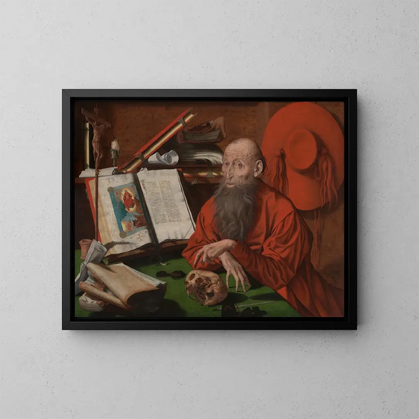 San Jerónimo - Marinus van Reymerswaele — cuadro enmarcado en la pared