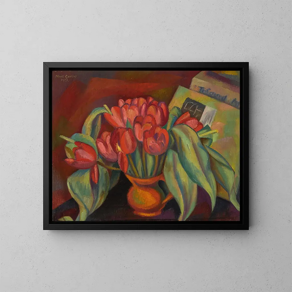 Red Tulip Still Life - Mark Gertler — framed artwork on a wall