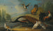 Still life with a peacock, pigeons, and hens in a river landscape - Marmaduke Cradock — artwork view