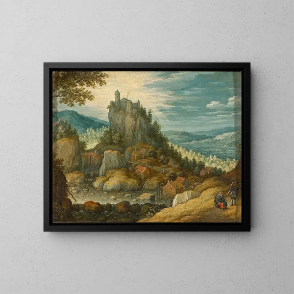 Landscape with a Fortress - Marten Ryckaert — framed artwork on a wall