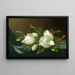 Magnolias en tela de terciopelo azul claro - Martin Johnson Heade — cuadro enmarcado en la pared
