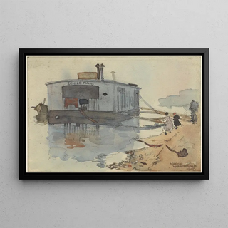 Martin Monnickendam - Schip De Schildpad aan een oever.webp
