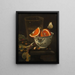 Naranja en un cuenco de porcelana y avellanas de Martinus Nellius — lámina enmarcada en la pared