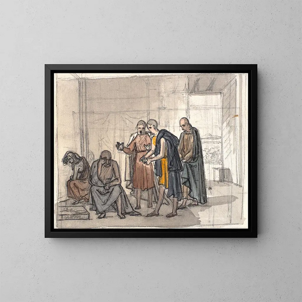 Job y sus amigos - Martinus Rørbye — cuadro enmarcado en la pared