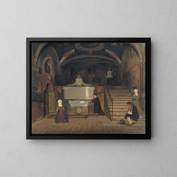 La cripta del monasterio de San Benedetto en Subiaco, Italia - Martinus Rørbye — cuadro enmarcado en la pared