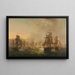 la confrontación de las flotas neerlandesa y británica durante el paso de la flotilla neerlandesa en Boulogne 1804 - Martinus Schouman — cuadro enmarcado en la pared