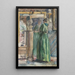 Dama con vestido verde frente a un espejo - Martinus van Andringa — cuadro enmarcado en la pared
