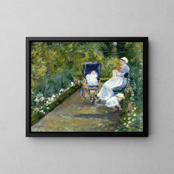 Niños en un jardín - Mary Cassatt — cuadro enmarcado en la pared