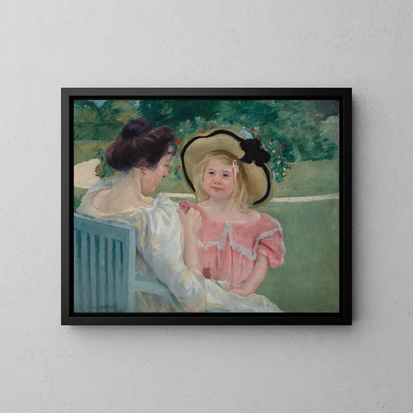 En el jardín - Mary Cassatt — cuadro enmarcado en la pared
