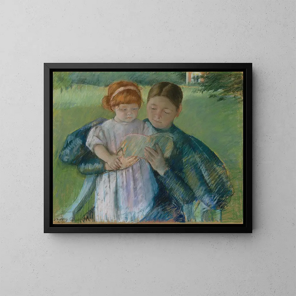 Enfermera leyendo a una niña pequeña - Mary Cassatt — cuadro enmarcado en la pared