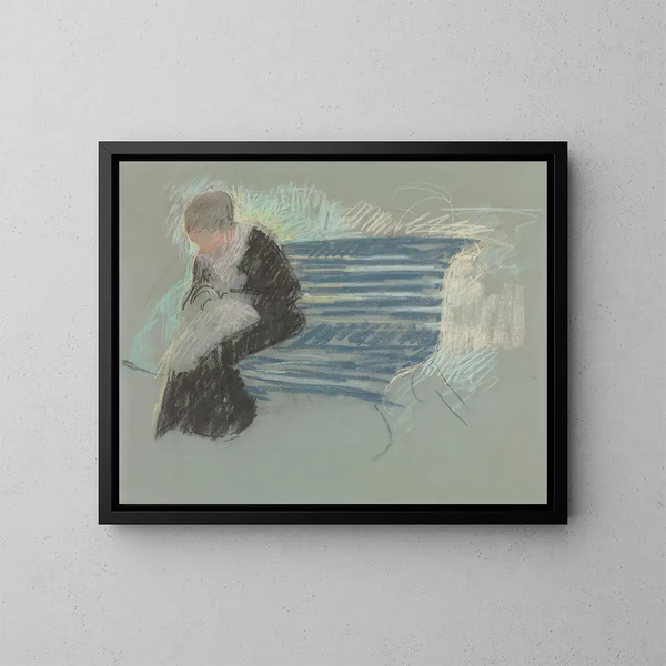 Mujer en un banco - Mary Cassatt — cuadro enmarcado en la pared