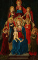 la Virgen con el Niño en majestad con Dios Padre y seis ángeles - Maestro de Pratovecchio — vista de la obra