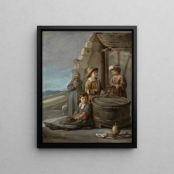 Mathieu Le Nain - Children with birdcage and cat.webp