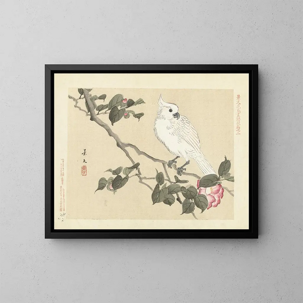 Camelia y cacatúa crestada amarilla - Matsumura Keibun — cuadro enmarcado en la pared