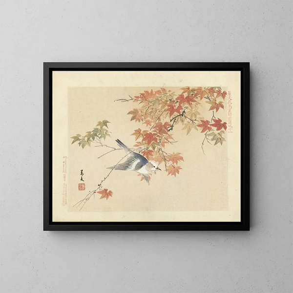 Estornino de mejillas castañas - Matsumura Keibun — cuadro enmarcado en la pared