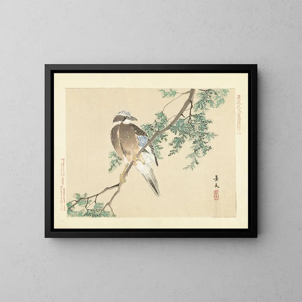 Arrendajo de Eurasia - Matsumura Keibun — cuadro enmarcado en la pared