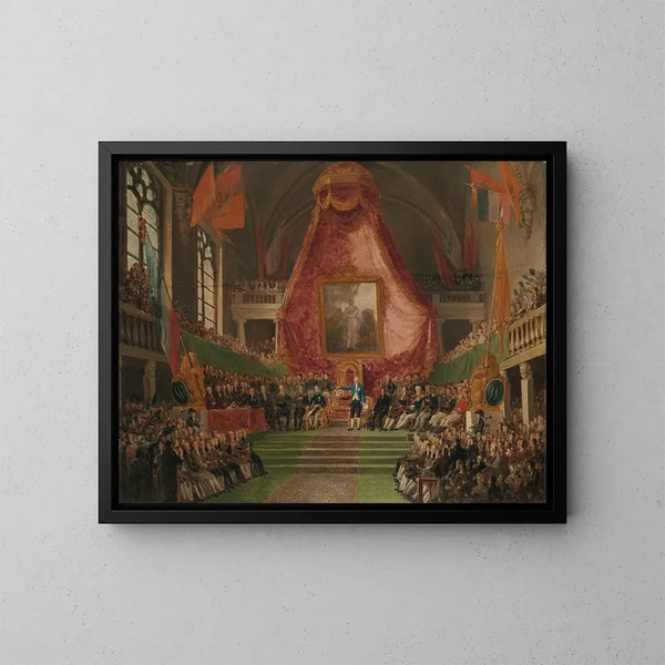 L'Inauguration Solennelle of the University of Ghent by the Prince of Orange in the Throne Room of the Town Hall on October 9, 1817 - Mattheus Ignatius van Bree — framed artwork on a wall
