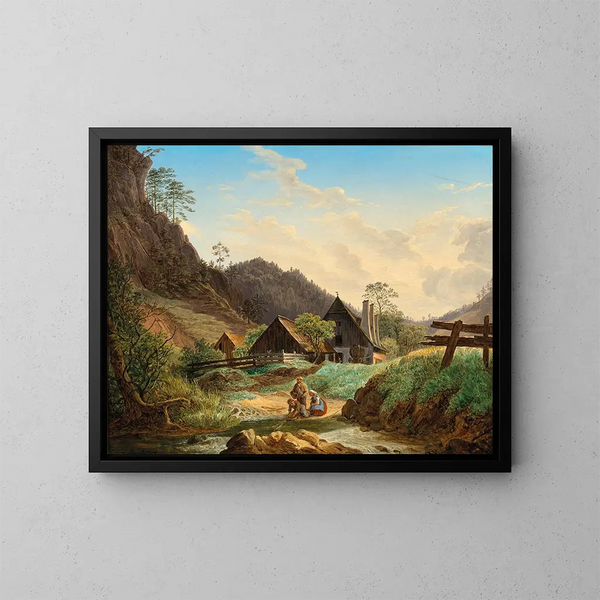 Al borde de un arroyo de montaña - Matthias Rudolf Toma — cuadro enmarcado en la pared