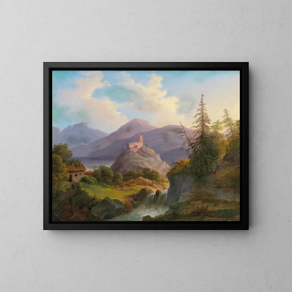 Matthias Rudolf Toma - Landscape with Mountain Torrent and Castle in the Distance.webp