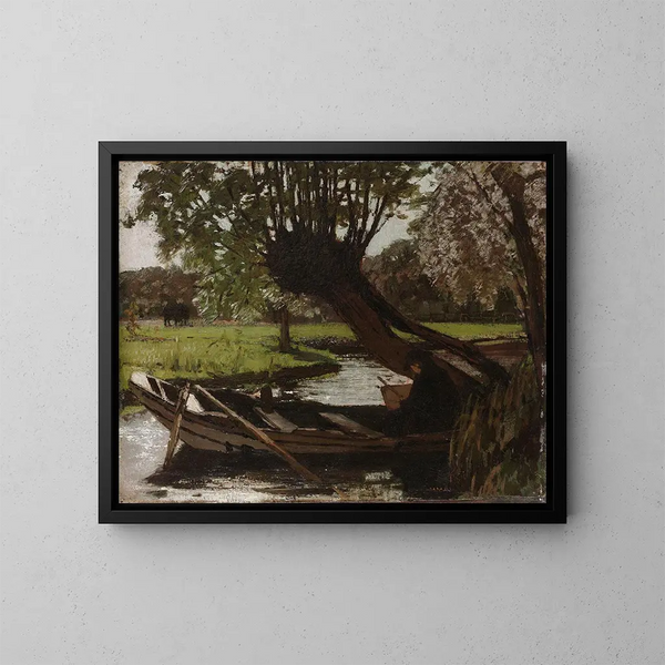 Boat with a Pollard Willow - Matthijs Maris — framed artwork on a wall