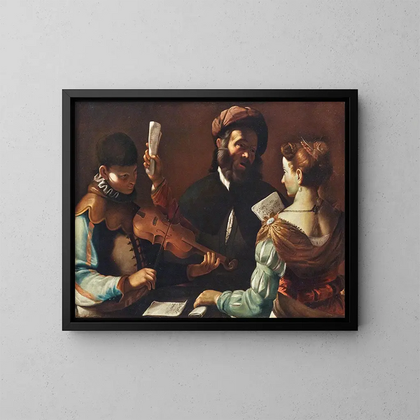 Concertino con un violinista - Mattia Preti — cuadro enmarcado en la pared