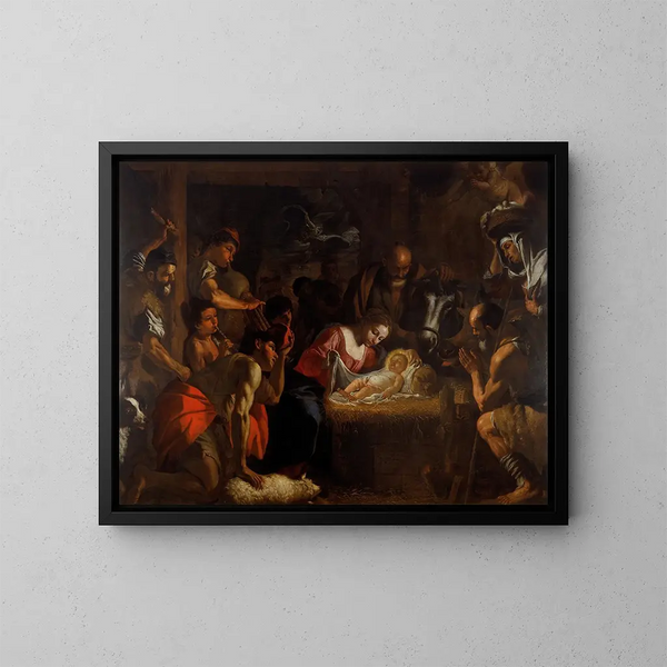 L'Adoración de los pastores - Mattia Preti — cuadro enmarcado en la pared
