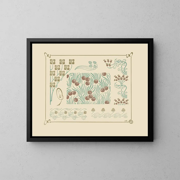 Abstract design painting based on berries and flower buds - Maurice Pillard Verneuil — framed artwork on a wall
